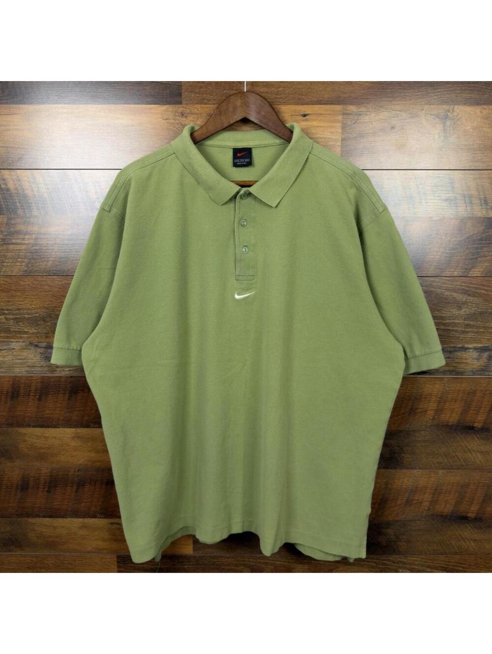 Vintage Nike Center Swoosh Olive Green Polo Shirt 2XL